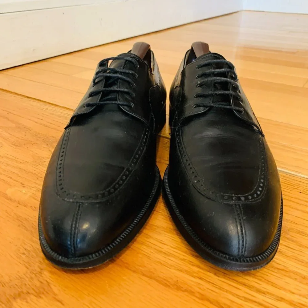Mezlan Split-Toe Oxford Dress Shoes Black Men Size 8.5 M Made In Italy